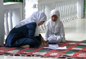 Muslim mom and daughter