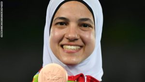 Egypt's Hedaya Malak with bronze medal