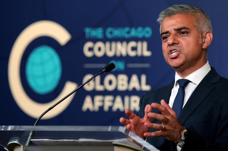 Mayor of London Sadiq Khan speaks at the Chicago Council on Global Affairs in Chicago