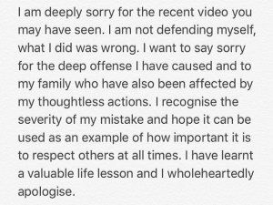 Louis published an earlier apology for Muslims on his Instagram account.