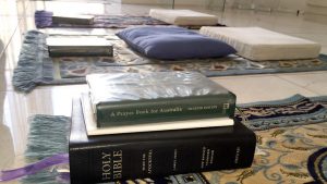 Prayer books: The Anglican faithful have borrowed some Muslim customs for their prayers sessions using prayer mats. 
