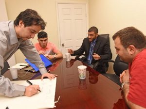 Yassine Elkaryani, Ahmed Abaras, Islam Sery and Bader Risheg gathered in Hackensack on Nov. 19 to talk about helping other Muslims get involved in the community. (Photo: VIOREL FLORESCU/STAFF PHOTOGRAPHER)