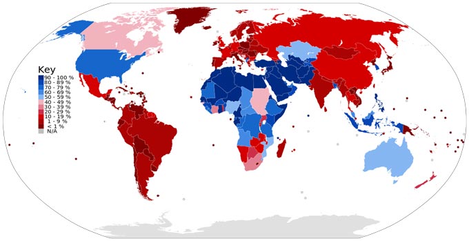 Global map of Male Circumcision Prevalence
