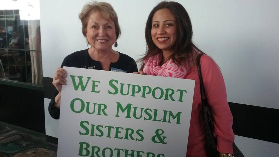  Melba Evans (left) and Vera Hough were among the women who attended a get-acquainted gathering for Muslim and non-Muslim women at Amelie’s bakery in NoDa. Hough is Muslim; Evans is not. The event was sponsored by Muslim Women of the Carolinas. Courtesy of Melba Evans. 