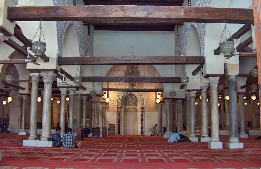 The interior of Al Azhar mosque.