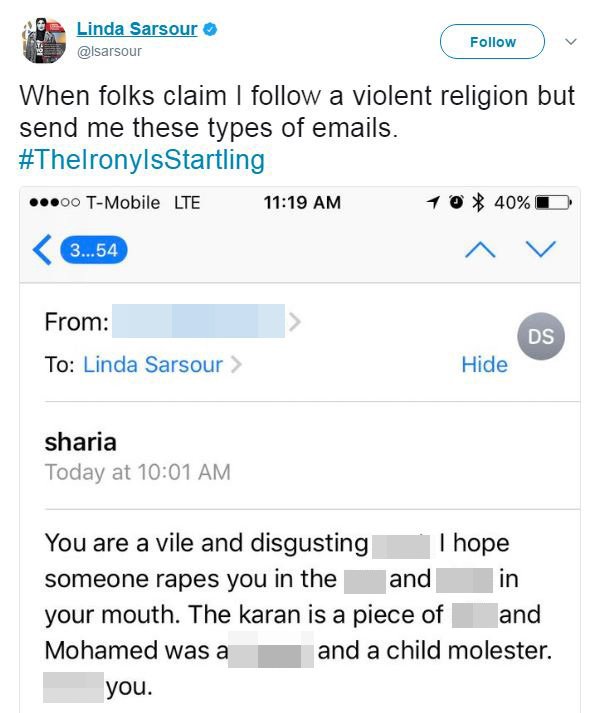 Linda Sarsour Receives Disturbing Rape Threat - About Islam