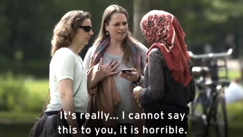 A Muslim Woman Asks People to Translate a Bigoted Message