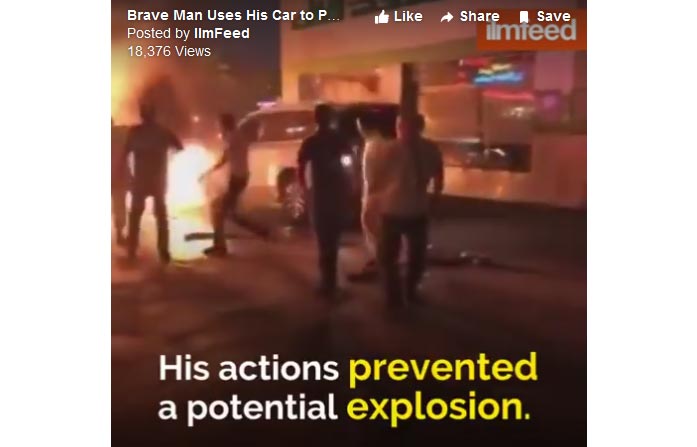 Man Risks Life to Push Burning Car of Petrol Station