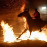 Horses Leap Through Flames at Las Luminarias Festival in Madrid
