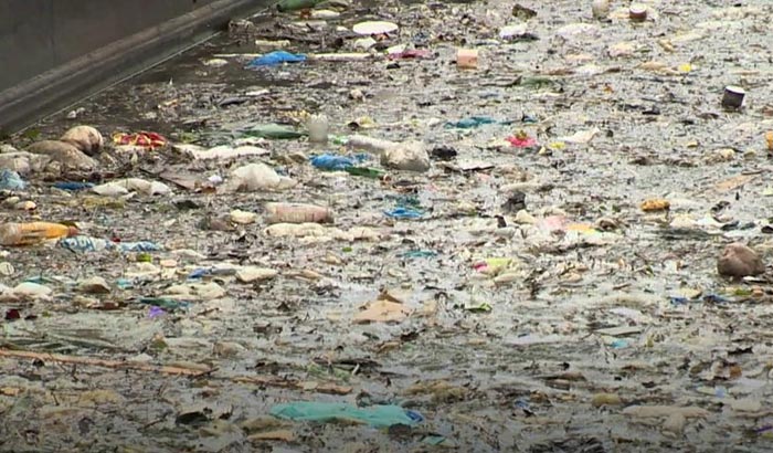 Rubbish Floating on London's Grand Union Canal