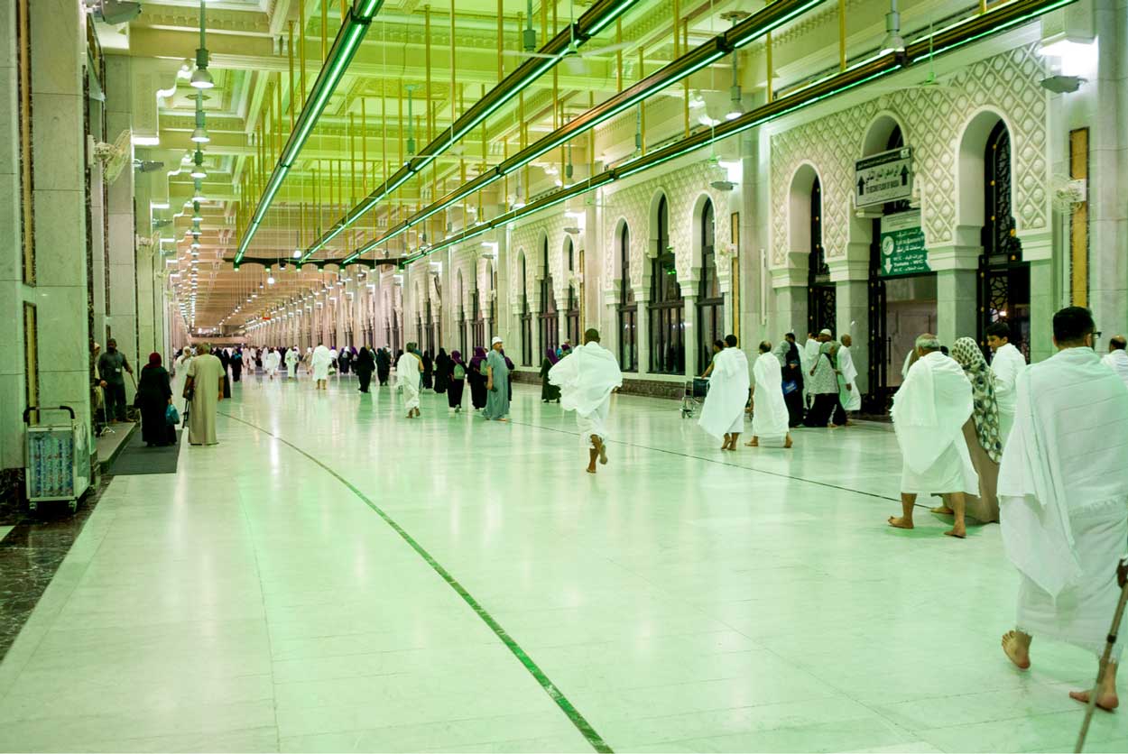 Muslims making sa`i ritual in hajj