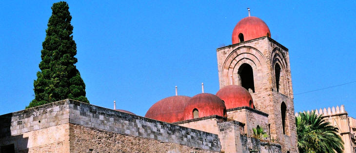 The church of San Giovanni degli Eremiti in Palermo, Sicily. It operated as a masjid during the era of Muslim Sicily.