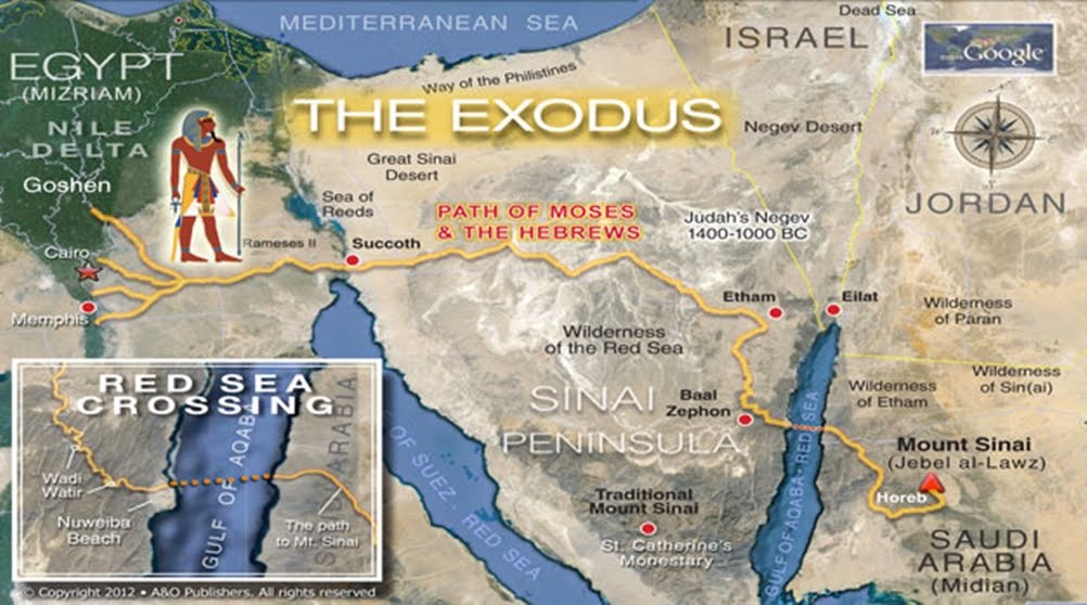 A map showing the route of the Exodus.
