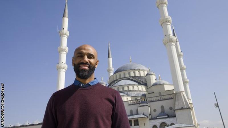 Fredi Kanoute, pictured outside a mosque in Ankara, Turkey, played for Seville between 2005 and 2012