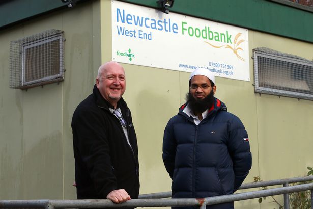 John McCorry, Chief Executive, Newcastle West End Food Bank and Bahr Academy principal, Muhammad Abdulmuheet.  (Image: Newcastle Chronicle)