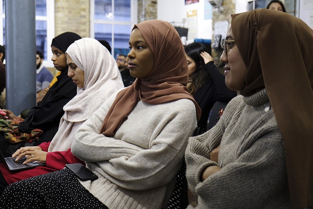 Attendees listen to showcase pitches Jan. 26, 2020, at the conclusion of the two-day Islamic Education in the 21st Century hackathon in London. RNS photo by Aysha Khan