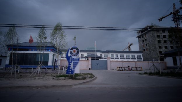 The outside of one of the camps in Xinjiang