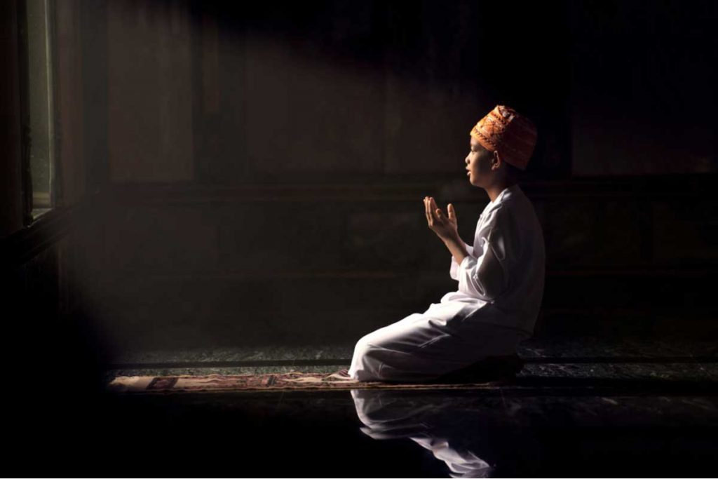 Asian muslim praying worship of the Allah's kindness