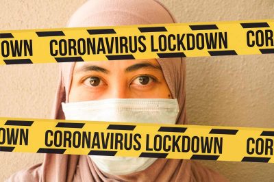 Corona virus or COVID-19. Muslim woman wearing mask
