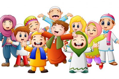 Happy kids celebrate for eid mubarak