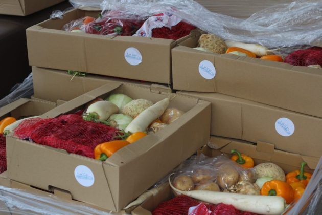 Crates of food delivered by Barking mosque to 200 homes in the community. Picture: Ash Siddique