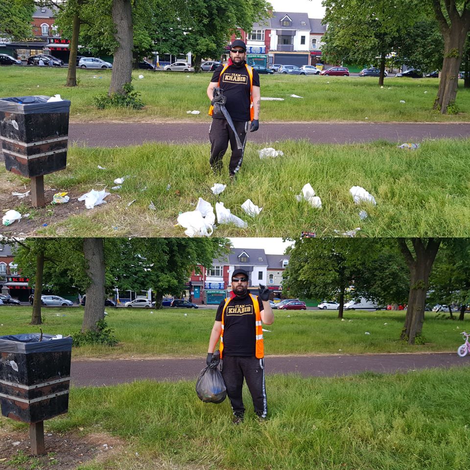 Litter left behind by visitors to Small Heath Park is cleared up