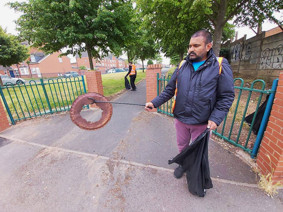 A Waste Warrior picks up picnic litter in Small Heath Park Dumped gas canisters are becoming more commonA cleanup outside All Saints Church in Herbert RoadBirmingham’s parks have been neglected by the Council, MPs and CouncillorsHeroin needles and syringes were recovered by the Waste WarriorsThe Waste Warriors help all areas and all people regardless of race or faithLitter left behind by visitors to Small Heath Park is cleared up