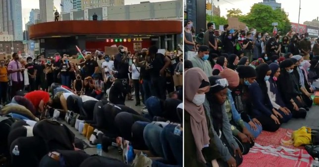 Protestors praying in New York City
via Metro UK