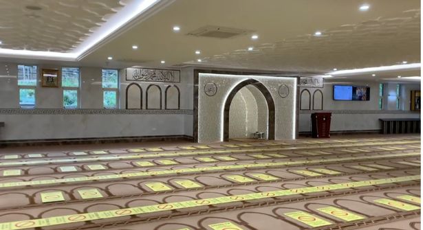 Social distancing measures in place for worship at Raza Jamia Masjid in Accrington