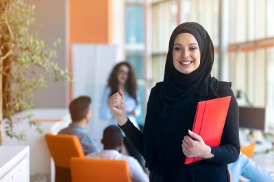 Arabic business woman working in team