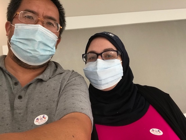 Christian and Thieu Hamza Bui voting in the 2020 presidential election