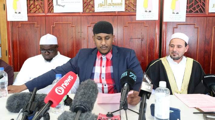 Linwood Islamic Centre imam Abdul Alabi Lateef, left, Muslim Association of Canterbury spokesman Abdigani Ali and Masjid An-Nur imam Gamal Fouda