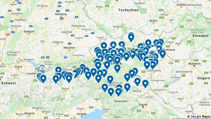 The controversial map plots hundreds of Islamic organizations in Austria