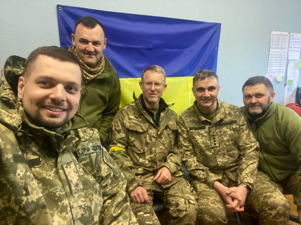 Said Ismagilov, center, poses with fellow members of Ukraine’s Territorial Defense Forces (Facebook)