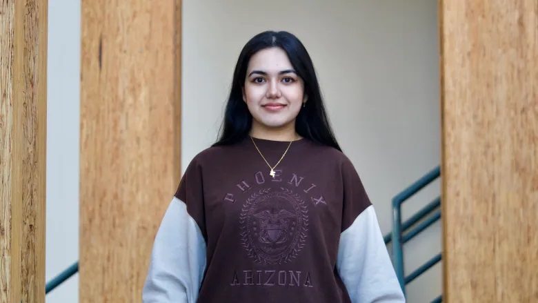 Afrin Begum, who now attends the University of Northern British Columbia. (Nadia Mansour/CBC)