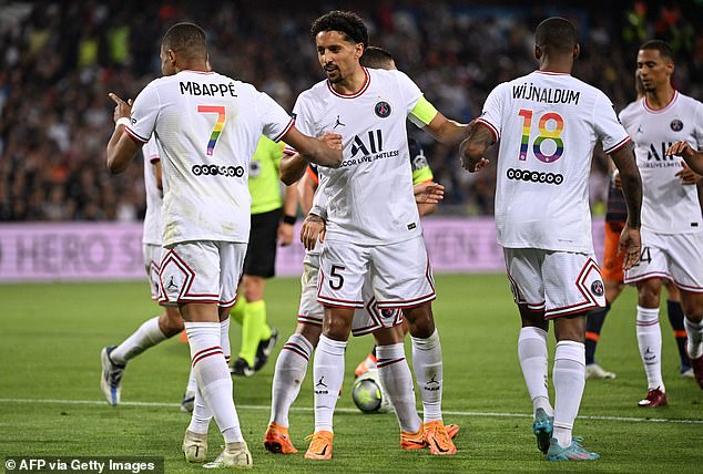 The PSG side took to the pitch in the special shirts ahead of the International Day Against Homophobia, Biphobia and Transphobia, on Tuesday May 17