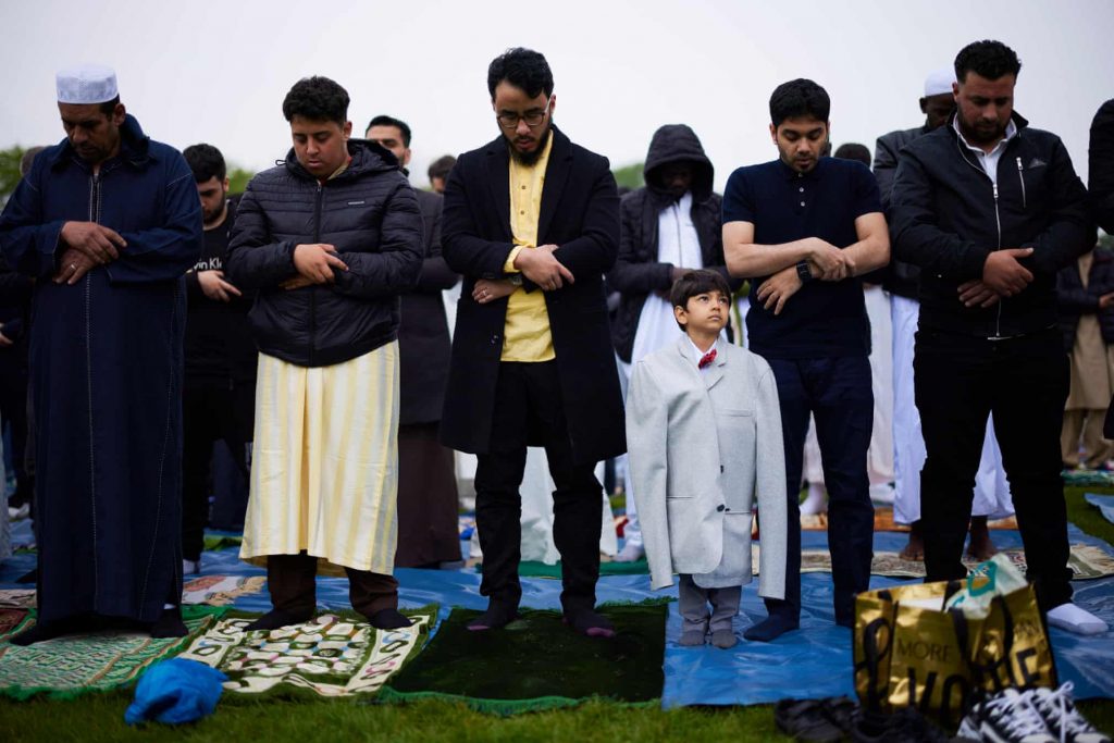 Thousands gather for Eid in the Park in Platt Fields, Manchester
Photograph: Christopher Thomond/The Guardian