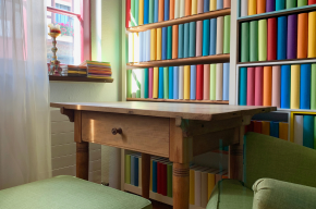 Desk and book shelves including generic books-How to Deal with Strange Hadiths