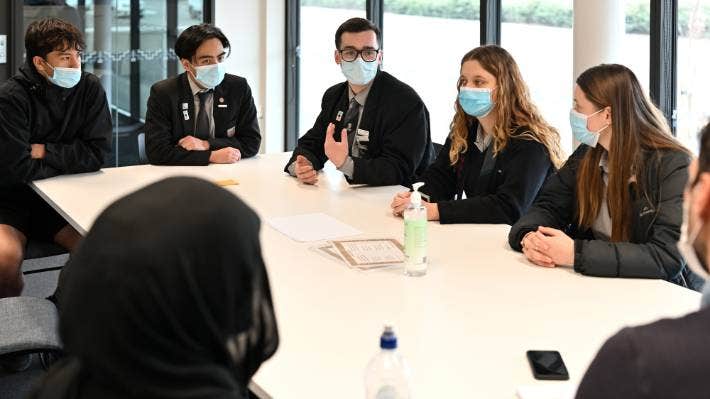 Students at Te Aratai College discuss Arps’ decision to stand and vow to lobby parents to prevent him being elected.KAI SCHWOERER/STUFF