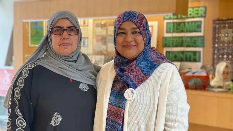 Fauzia Wafai, left, is Muslim Women of Cambridge’s community engagement coordinator and Abiha Syed, right. (Hala Ghonaim/CBC)
