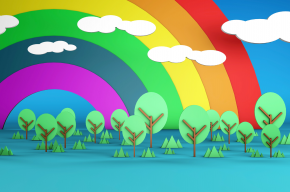 Rainbow Forest Cartoon Scenery