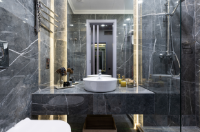 Modern bathroom with sink and shower-Sunnah Actions of Ghusl