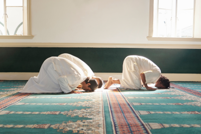Group of Muslims praying together-Time of Fajr Prayer