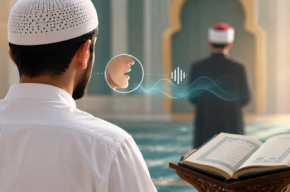 Muslim man reading Quran in mosque