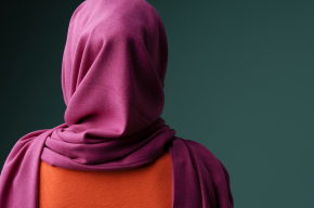 back view of muslim woman with hijab-