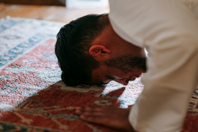 Muslim Man in sujud position in prayer