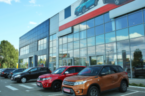 building of car dealership and service center