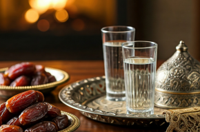 traditional arabic setting with dates and water