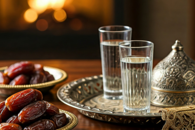 traditional arabic setting with dates and water