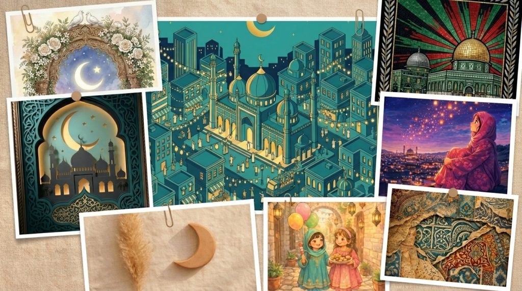 30+ Beautiful Cards for Eid Al-Fitr 1447/2026